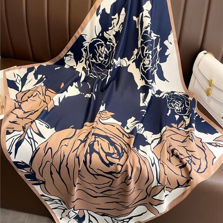 Flora Woven Satin Square in Rose