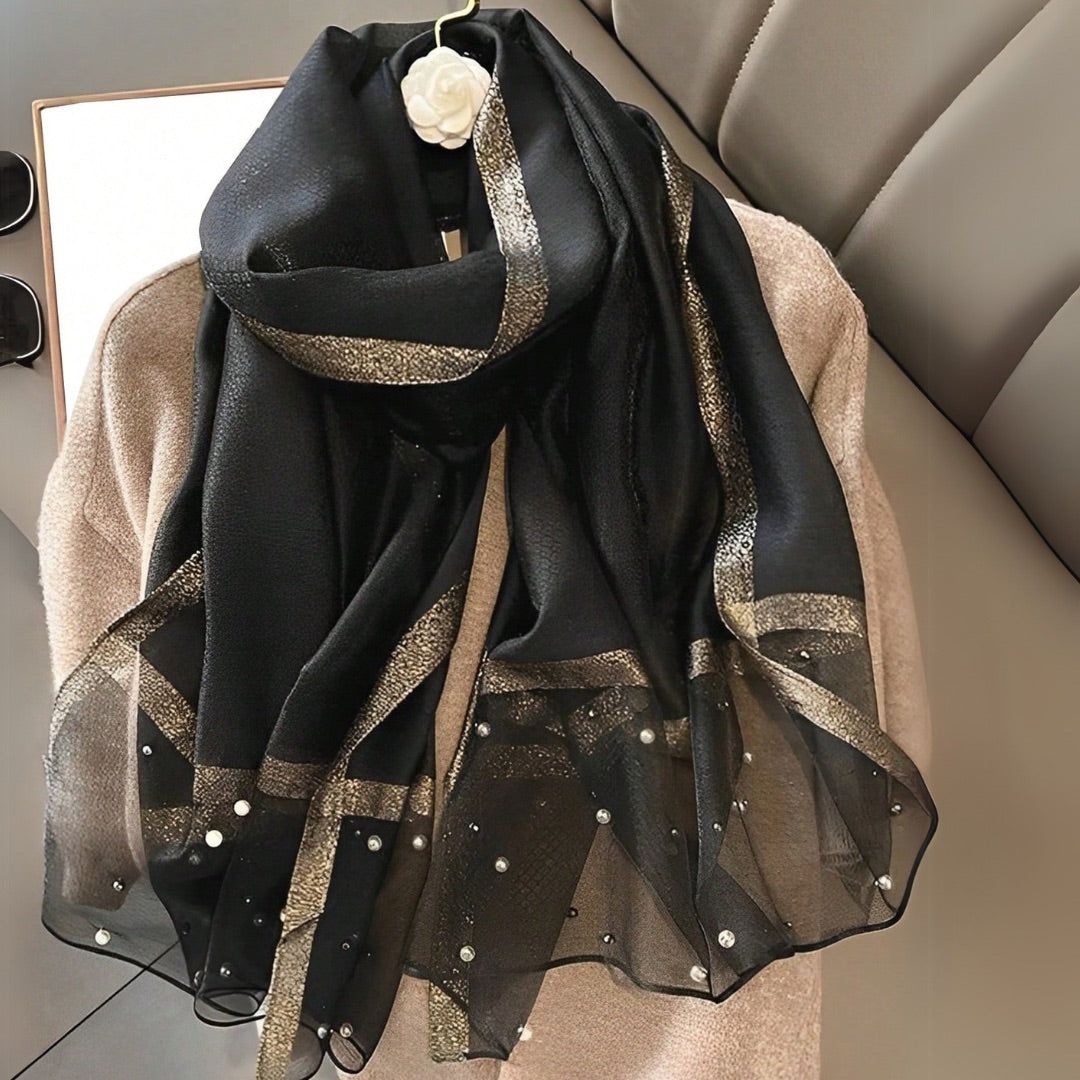 Metallic Faux Silk and Pearl in Black