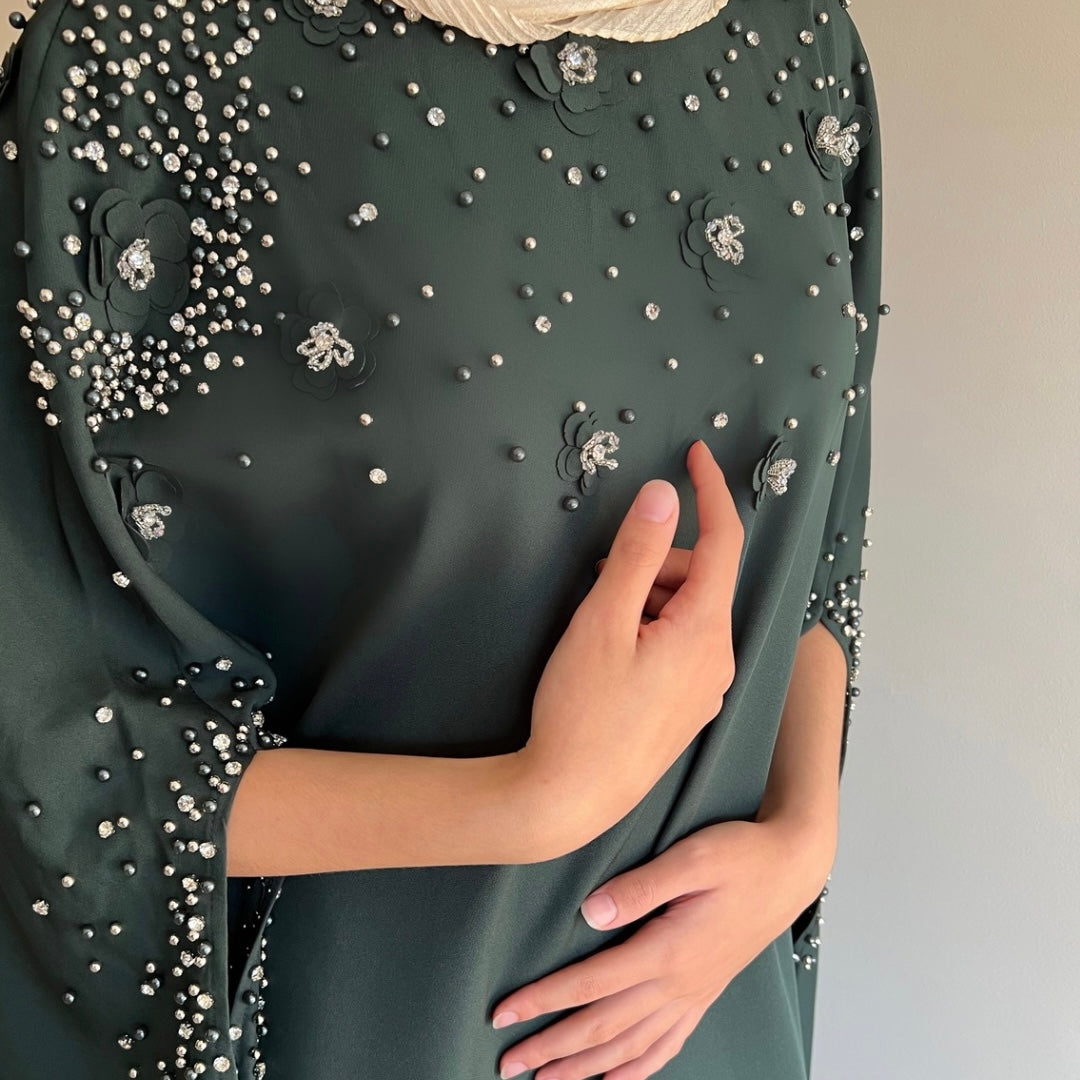 Emerald Grace Beaded Abaya