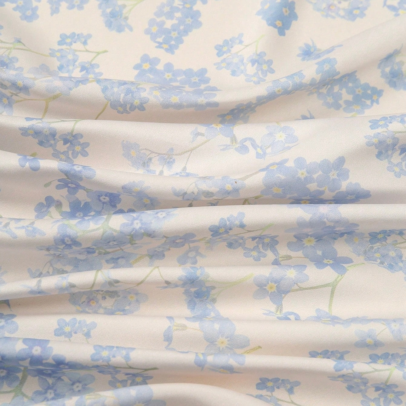 Flora Silk Satin Square in Forget Me Not