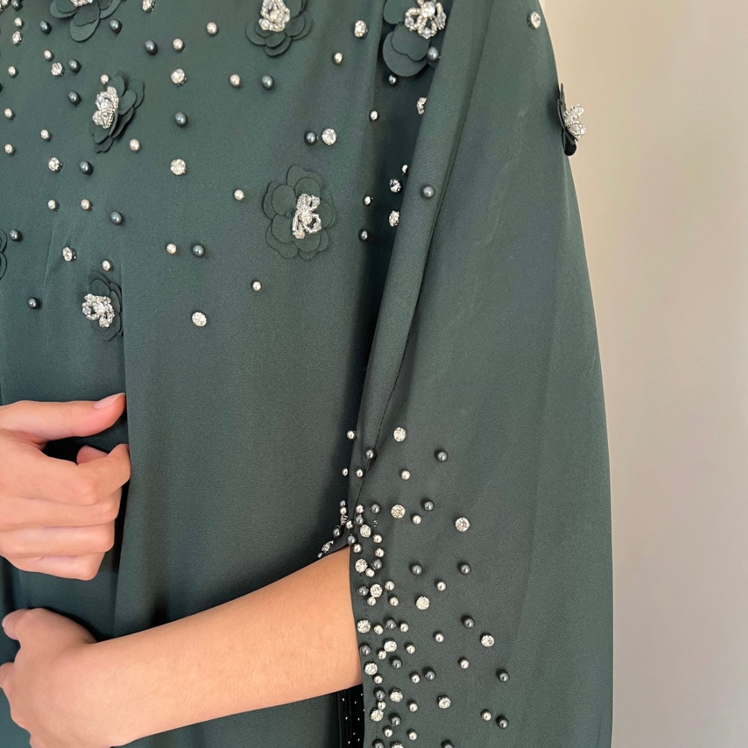 Emerald Grace Beaded Abaya