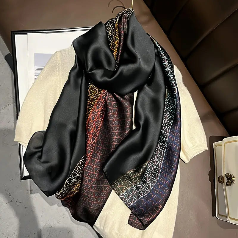 Geometrica Silk Satin in Pyramid Black
