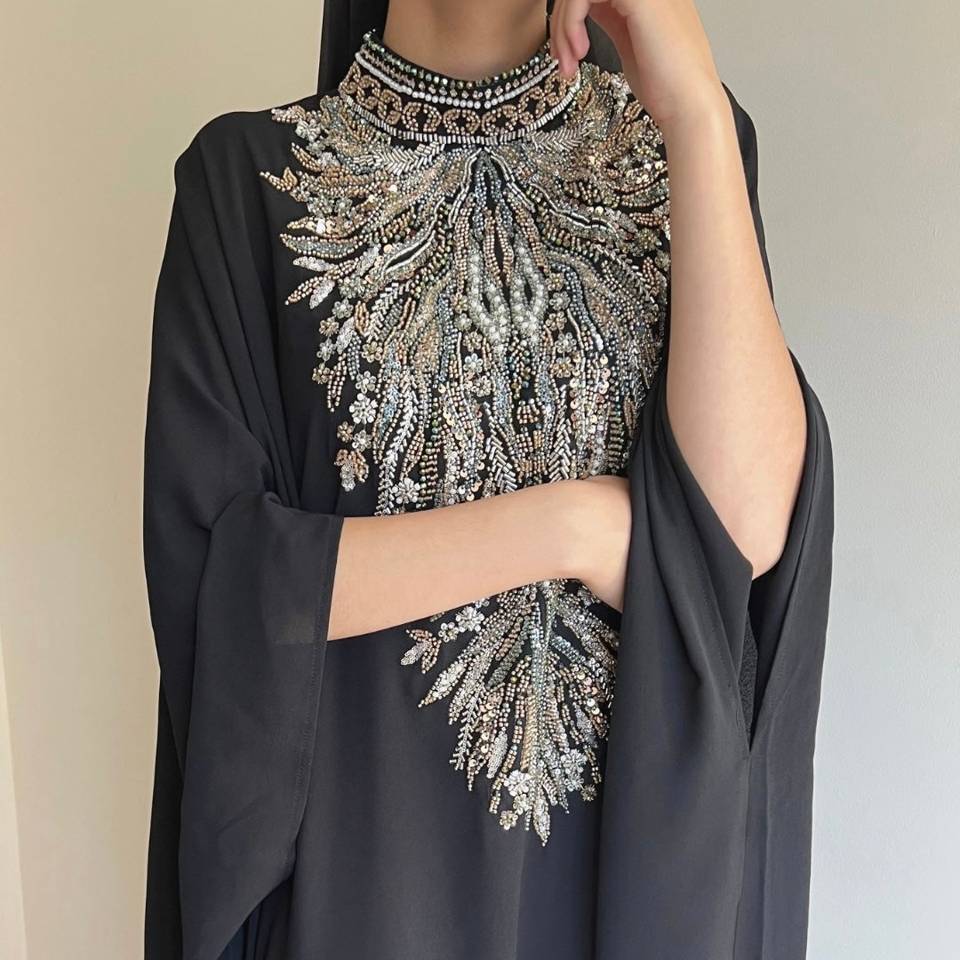 Onyx Bloom Kaftan Abaya