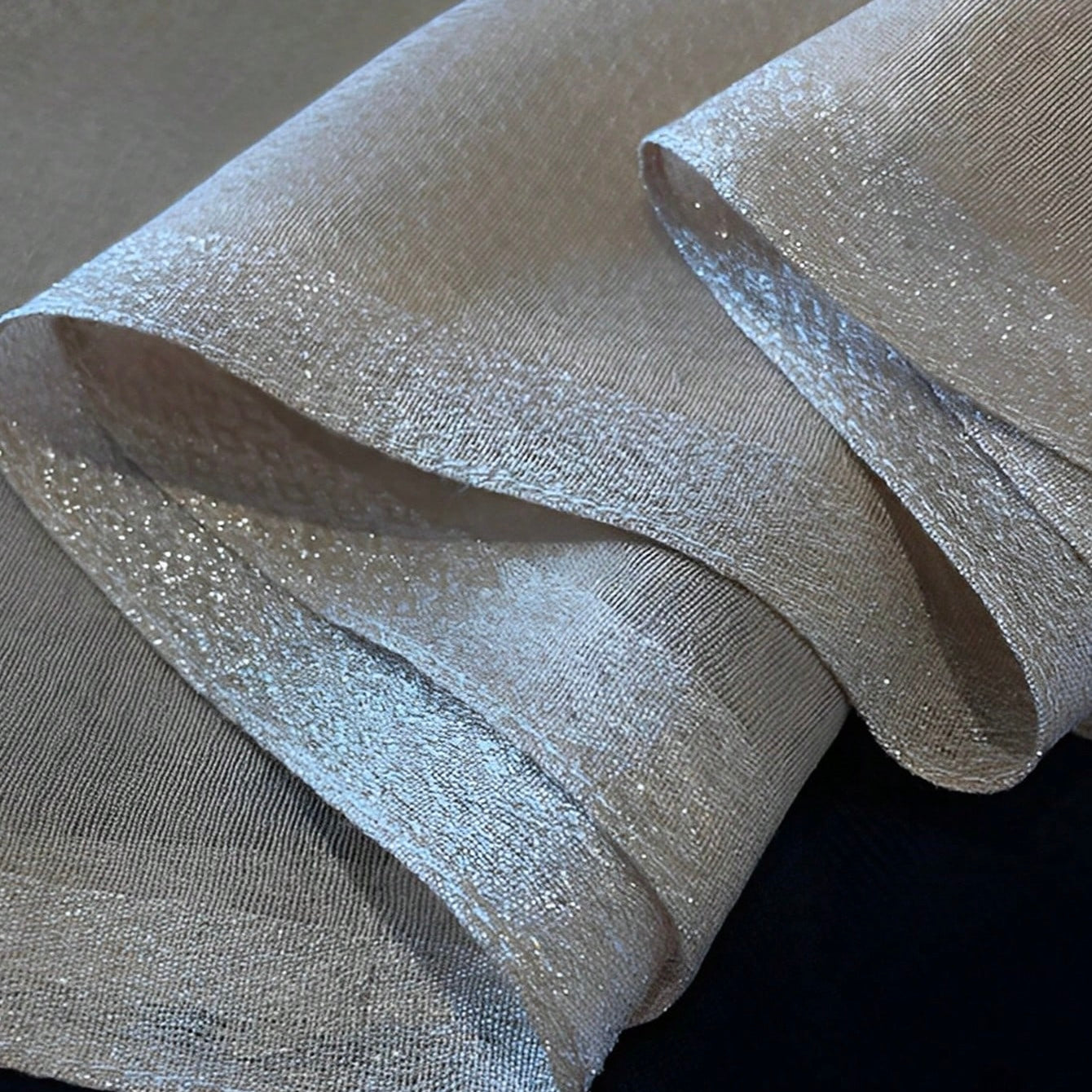 Metallic Faux Silk and Pearl in Beige