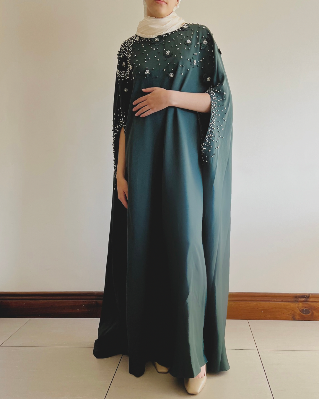 Emerald Grace Beaded Abaya