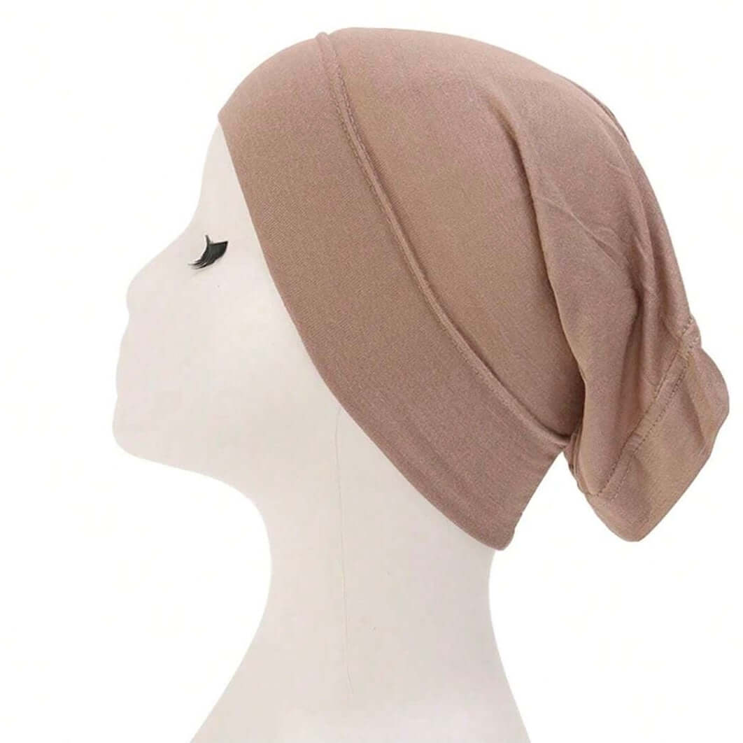 Essentials Inner Cap in Light Khaki, offering comfort and secure fit for hijab styling and modest wear.