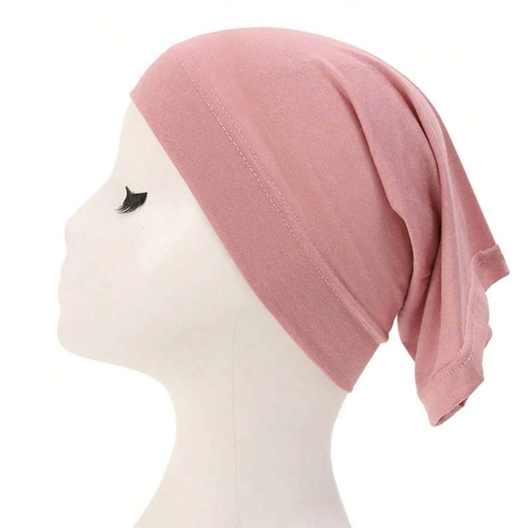 Essentials Inner Cap in Pink, a comfortable hijab with soft fabric, perfect for all-day modest wear.