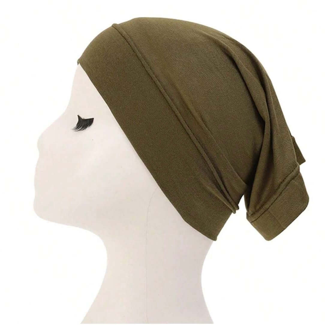 Essentials Inner Cap in Army Green, offering comfort and secure fit for hijab styling and modest wear.