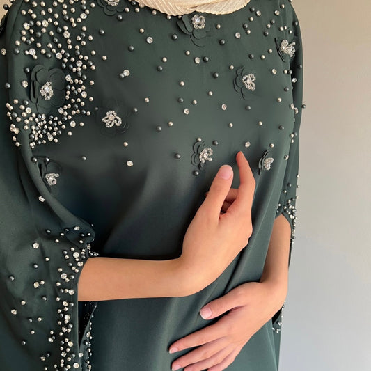 Emerald Grace Beaded Abaya
