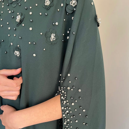 Emerald Grace Beaded Abaya
