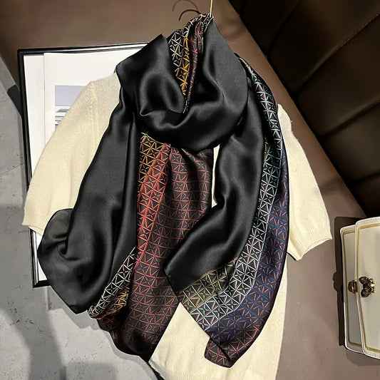 Geometrica Silk Satin in Pyramid Black