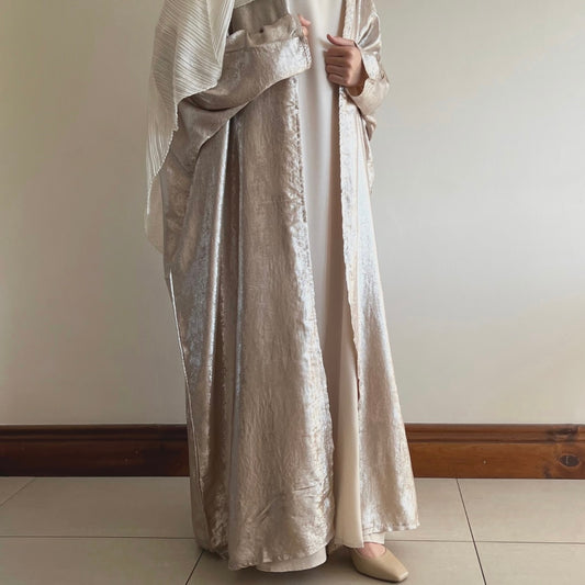 Brushed Gold 2-Piece Textured Abaya
