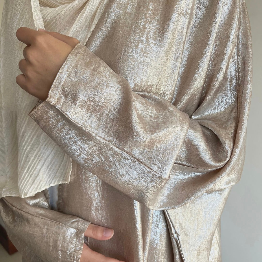 Brushed Gold 2-Piece Textured Abaya