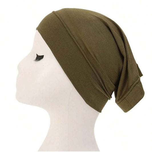 Essentials Inner Cap in Army Green, offering comfort and secure fit for hijab styling and modest wear.